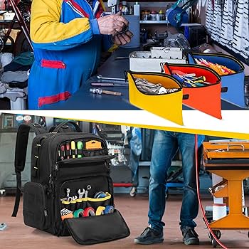 Rexmica Tool Bag Backpack for Men with 3 Tool Pouches, Heavy